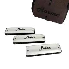 Harmo Polar pro pack set of 3 harmonica with gig bag and keychain harmonica