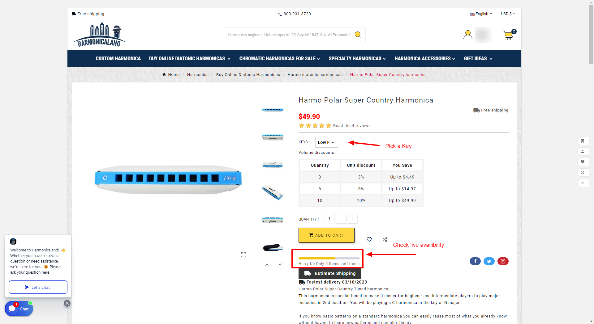 harmonica availibility - live stock information